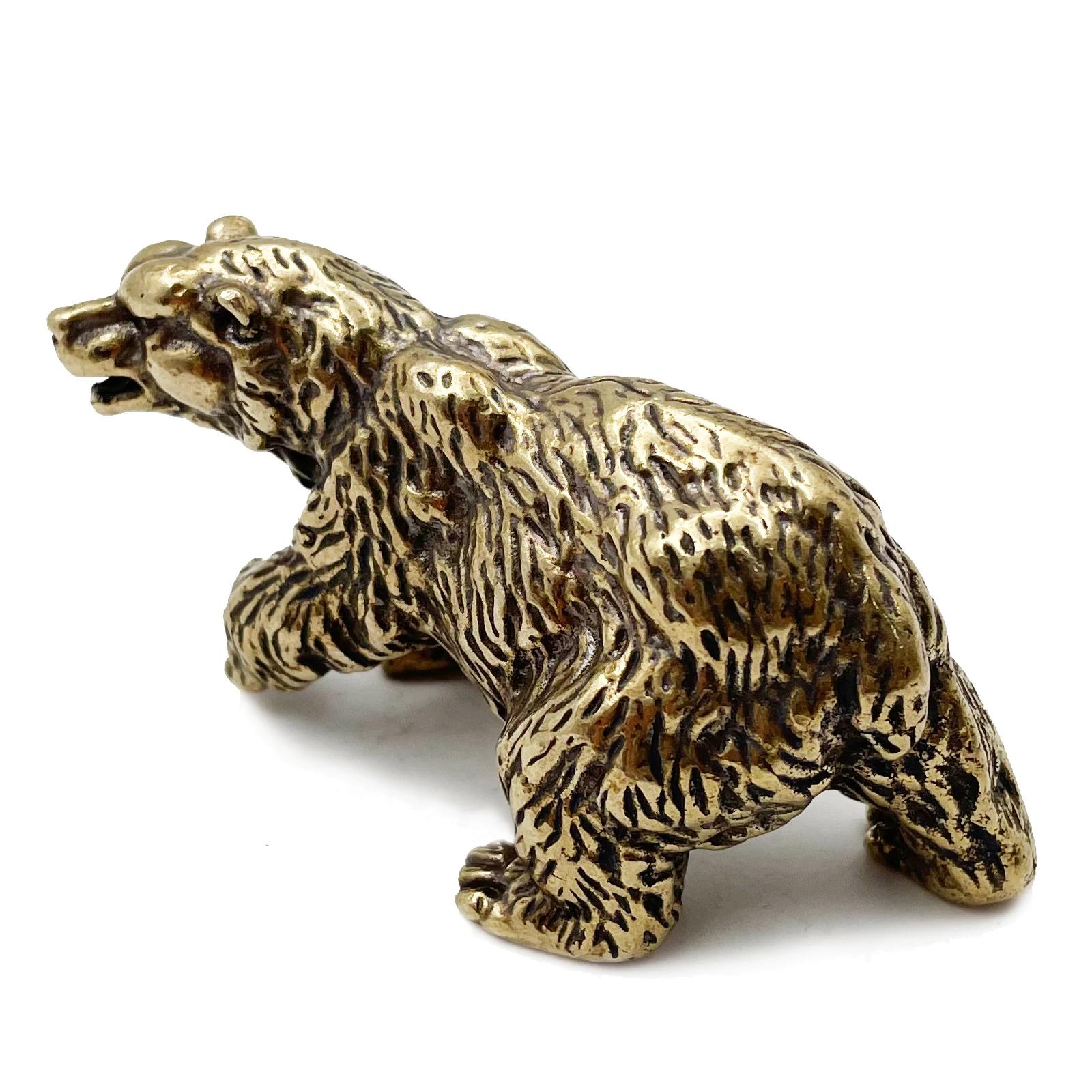 

Pure Copper Brown Bear Statue Ornament Solid Brass Polar Bear Figuriens Miniatures Tea Table Pet Desk Decors Accessories Crafts