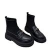 Thick-soled British short boots women's autumn and winter new camellia elastic thin boots Martin boots knitted socks boots