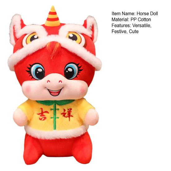 Year of The Horse Plush Toy Lion Dance Mascot for 2026 Chinese New Year Gift Soft Stuffed Animal for Celebration And Decoration