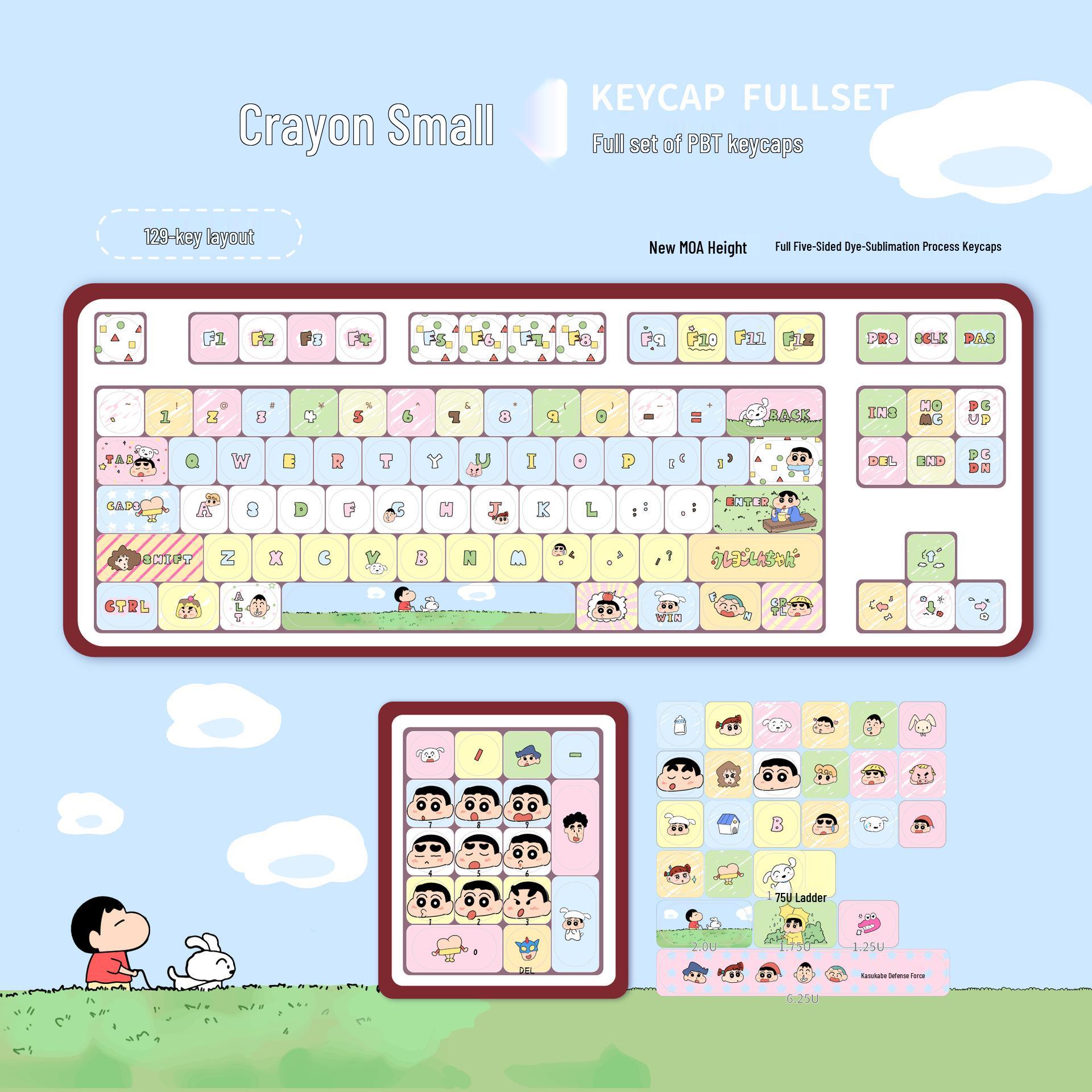 Crayon Shin-chan Anime MOA Theme PBT Keycaps - Five-Sided Dye-Sub for Mechanical Keyboards