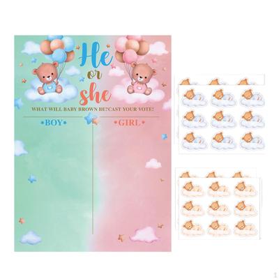 Baby Gender Reveal Board Ideas Game Cartoon Bear and Balloons Patterns