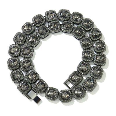 Evropský a americký hip-hopový náhrdelník s řetízkem na klíční kost s černými diamanty - Cool pouliční tanec motocyklový choker náhrdelník