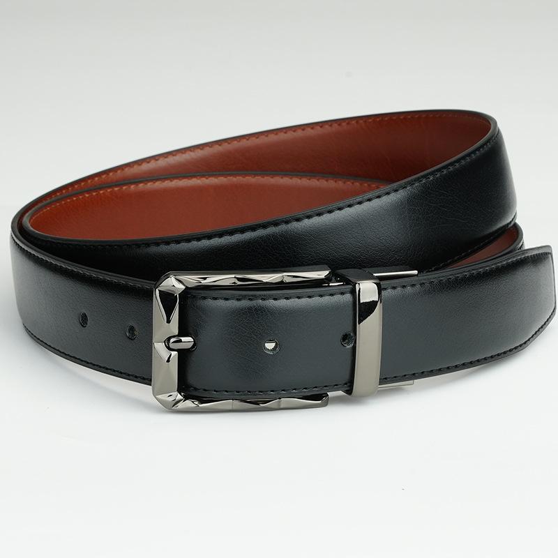 Belt Can Be Rotated and Punched with Needle Holes and Switched on Both Sides of Cowhide Leather Genuine Leather Pants Belt