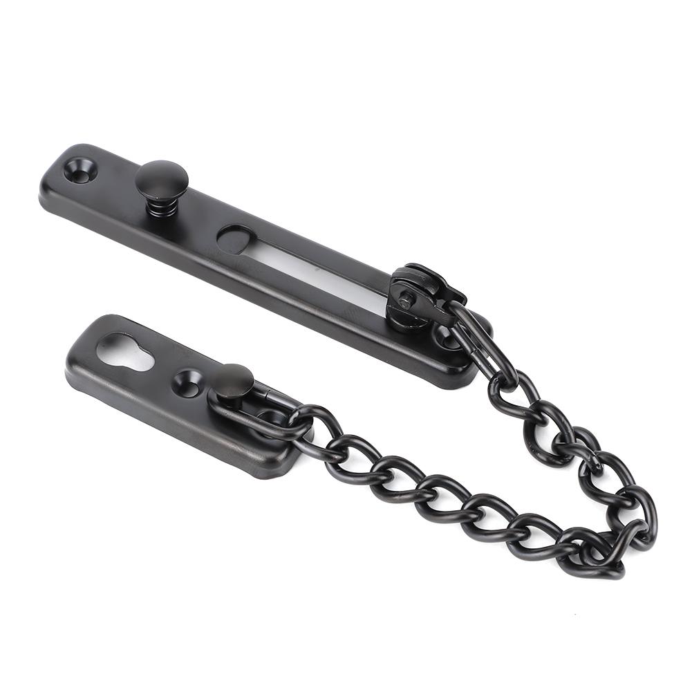 Stainless Steel Durable Anti Theft Chain Lock Safety Security Guard Door Lock Latch Home Hotel(Black )