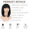 XINRAN Women Fashion Shoulder Length Black Wig with Neat Bangs Synthetic Fiber Daily Wear Cosplay Short Bob Black Wig