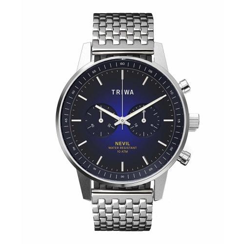 

Мужские часы-хронограф TRIWA NEVIL, синий циферблат, серебристый ремешок-браслет, NEST130-BR021212, официально импортированные, шведский, скандинавский дизайн