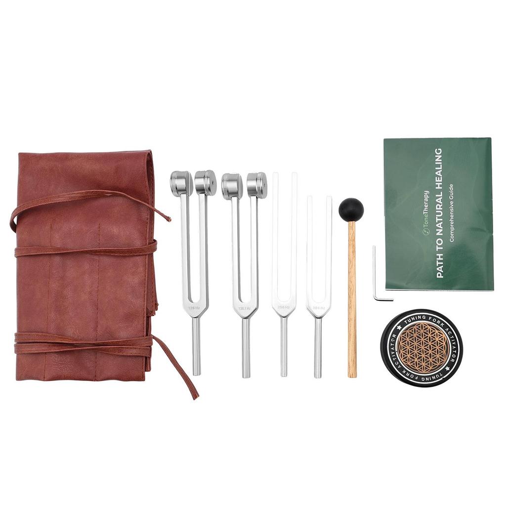 Aluminum Alloy Yoga Sleep Aid Tuning Fork Set with Leather Case