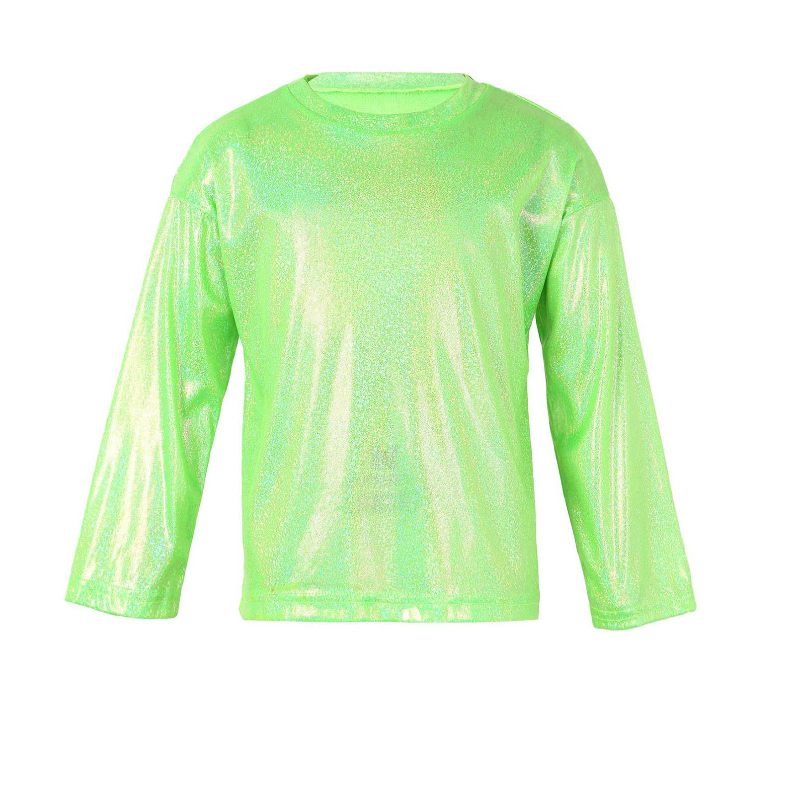 

Унісекс Дитяча Металізована Бронзова Тканинна Футболка з Довгим Рукавом Вільного Крою з Круглим Вирізом для Вечірок Виступів 3-4 Years зелений