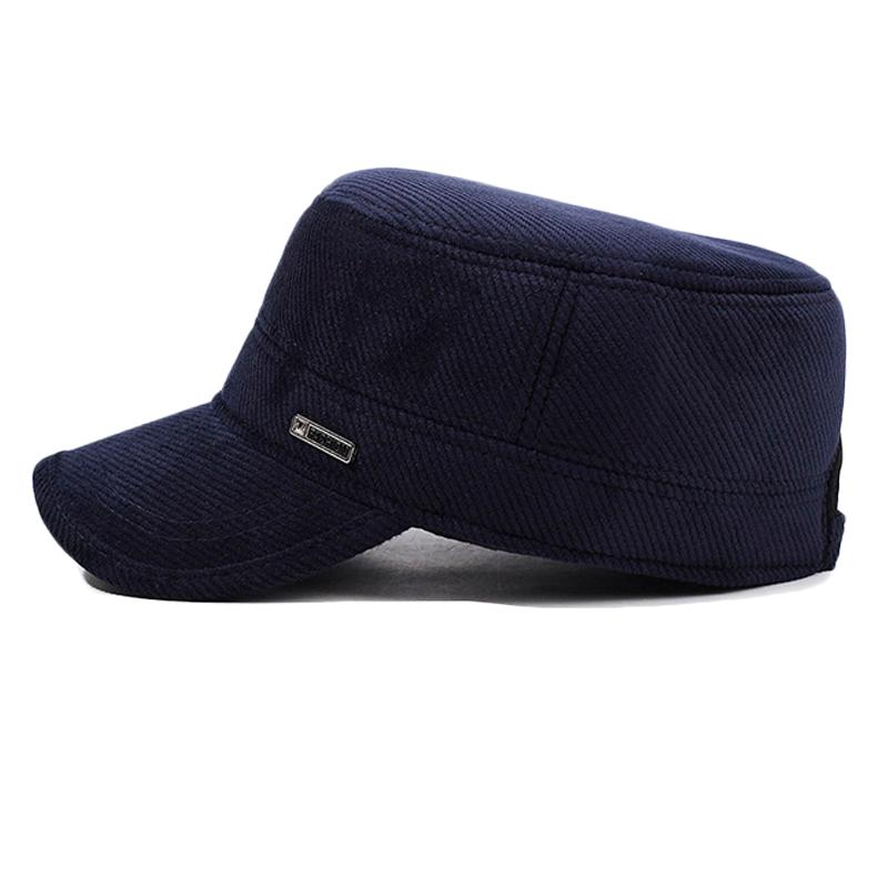 Winter Men's Flat Cap Thick Warm Velvet Cap Ear Protection Captain Cap
