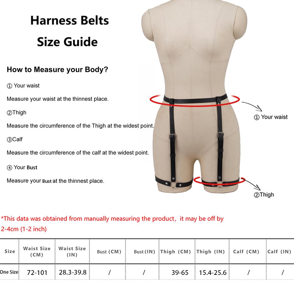 Damen Mode Harness Bein-Harness PU-Leder Verstellbar Nieten-Dekor Oberschenkel-Strumpfband Gothic Harness Bondage-Dessous