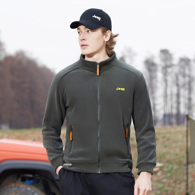 JEEP Men s Fleece-Lined Stand-Collar Cardigan Jacket 2XL