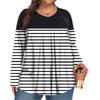 Women's Plus Size Fashion  Printed Casual Pleated Round Neck Long Sleeve Top