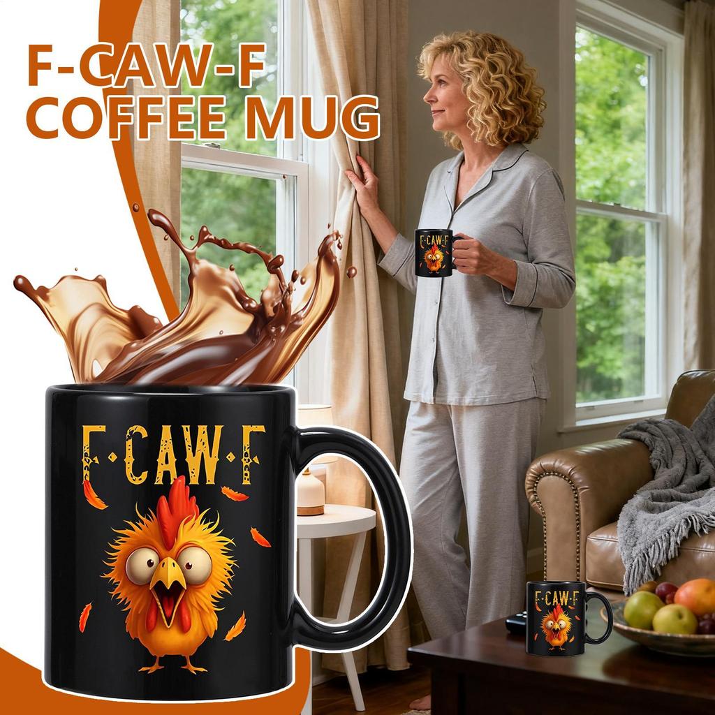 F-Caw-F Funny Chicken Coffee Cup Ceramic Breakfast Cup Novelty Rooster Coffee Mugs For Women Men Home Work Birthday Party