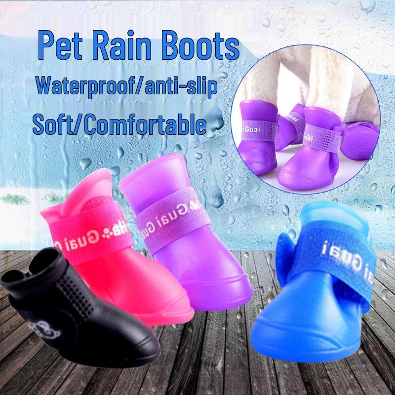 Waterproof Non-slip Pet Rain Boots for Dogs and Cats - Soft Silicone Outdoor Shoe Covers