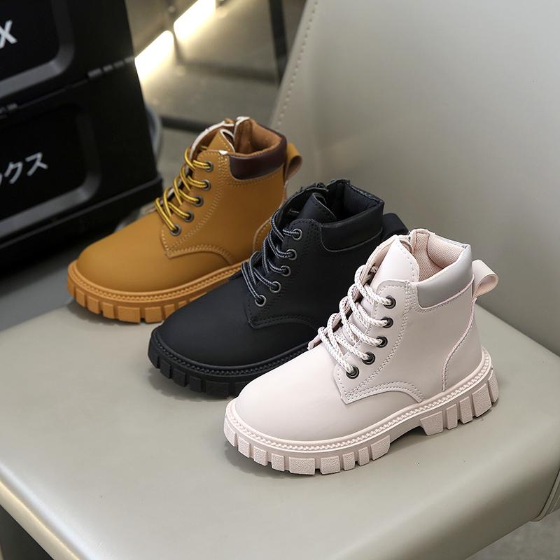 Botki Dziecięce Antypoślizgowe Zapinane na Zamek Boczny Dziecięce Skórzane Botki Jednolity Kolor 2025 Jesień Nowe Chłopcy Dziewczynki Krótkie Botki Wygodne