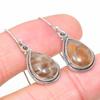 Natural Fossil Coral Gemstone 925 Solid Sterling Silver Gift Earring 1.25" F5n94