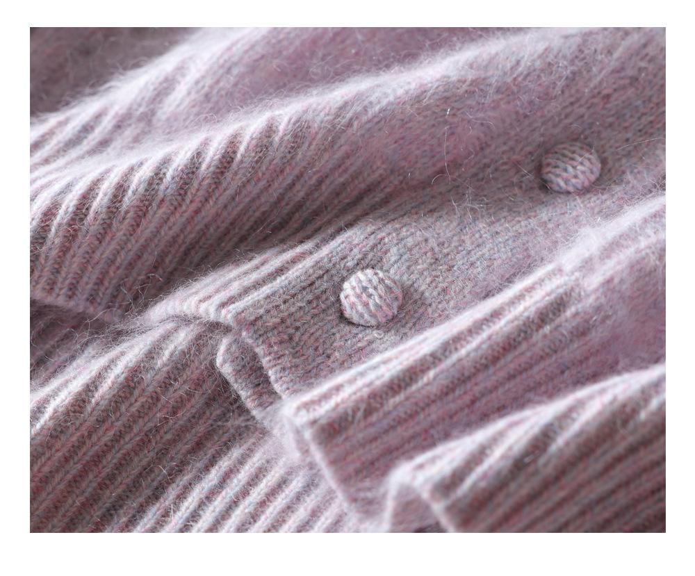 2026 Autumn/Winter Women's Cashmere Wool Cable Knit Cardigan - Long Sleeve, Round Neck Sweater Top