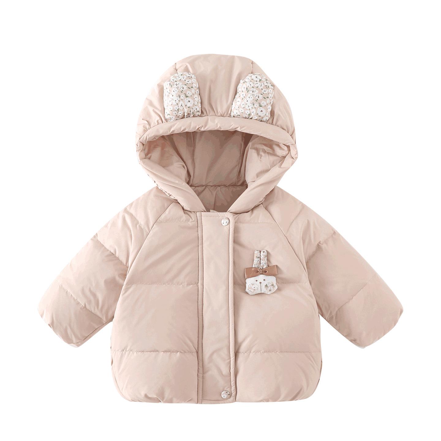 Girls Winter Down Jacket 2025: Thick Fleece-Lined White Duck Coat for Kids 80 cm абрикосовый