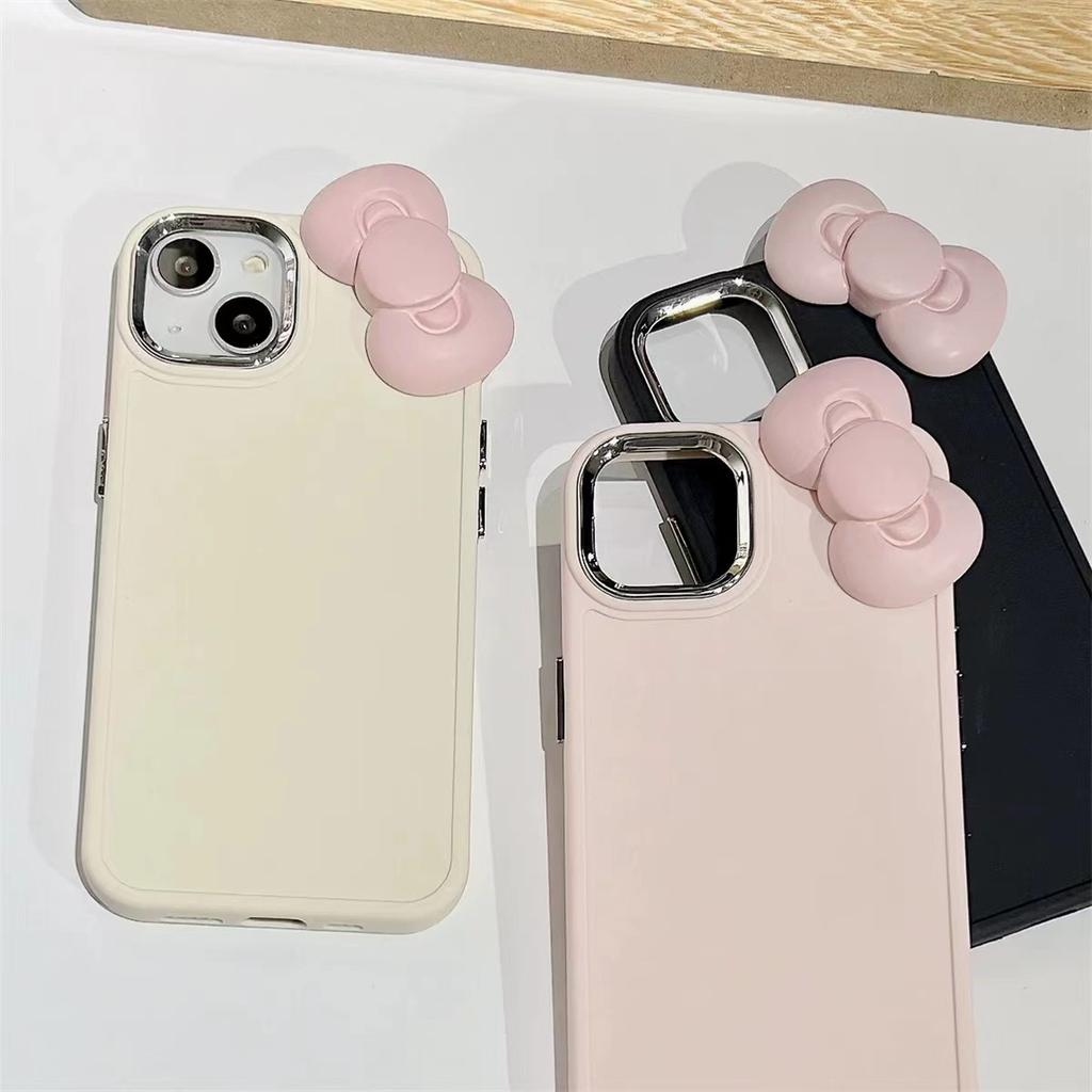 Applicable iPhone17promax mobile phone case 16pro three-dimensional bow Apple 15/12 soft case 11 protective case