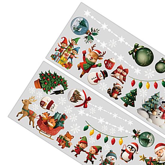 Removable Wall Stickers for Bedroom 2Pcs Christmas Static Window Cling Stickers, PVC Snowman Penguin Reusable Smooth Surfaces Bell Decals Glass,