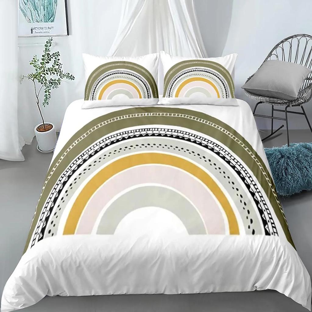 Rainbow Duvet Cover Purple Sky for Girls Women Romantic Gifts Clouds Cartoon Style Quilt Cover Bedroom Decorations Queen Size