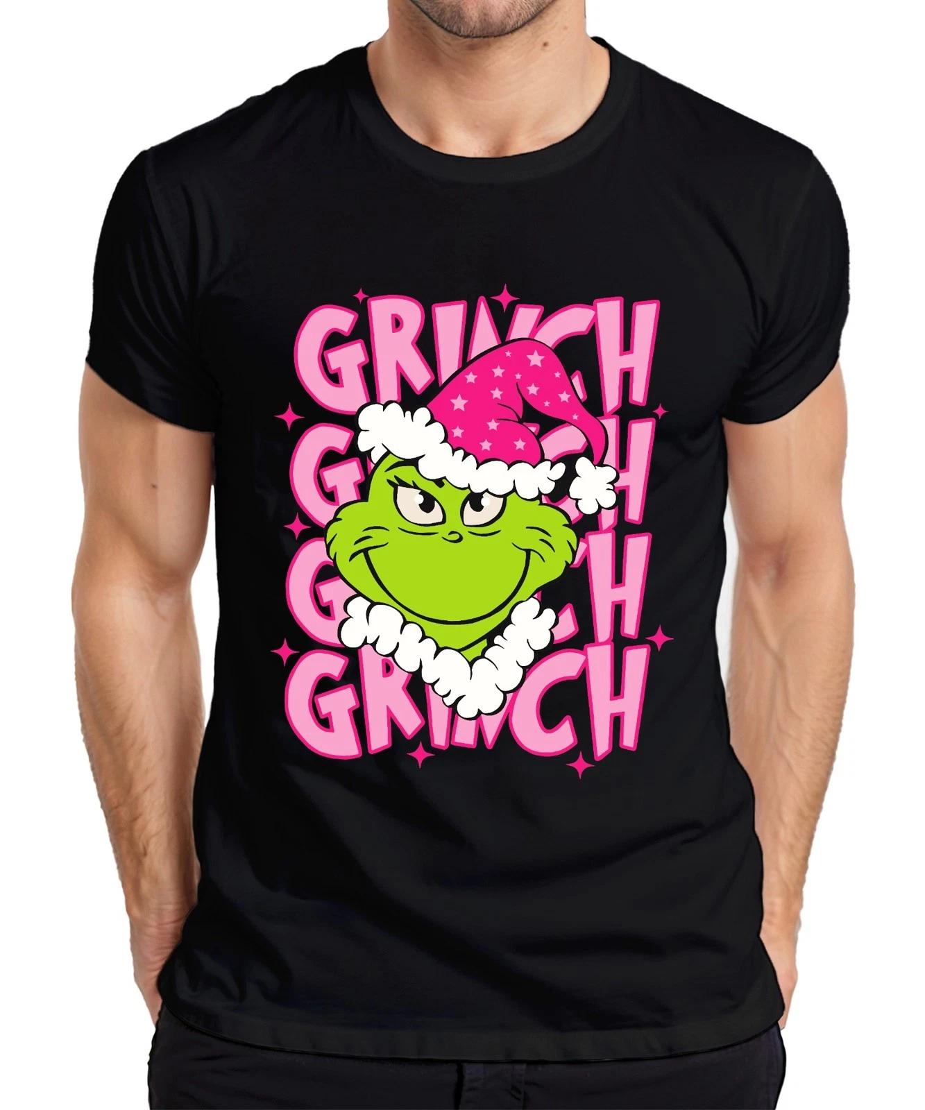 Grinch Weihnachten frech Geschenk grün rosa Santa Hut Retro Herren T-Shirt L