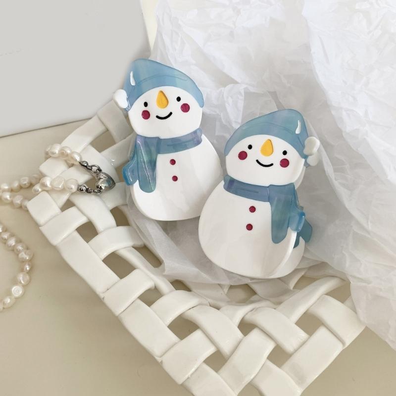 Cute Snowman Hair Clip Acetate Practical White Fashion Accessory Casual Hairpieces Hair Decoration for Women and Girls