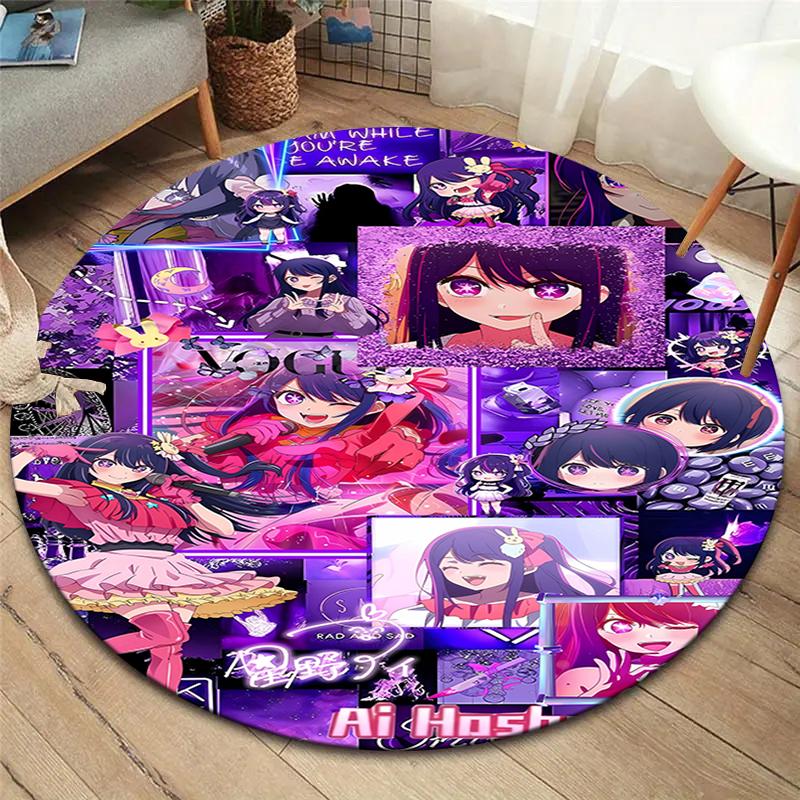 Oshi No Ko Round Area Rug,Carpet Rug for Living Room Bedroom Sofa Playroom Decor,Non-slip Floor Mat
