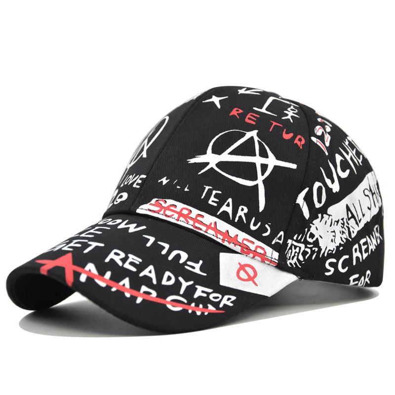 Trendy Graffiti Print Baseball Cap Unisex Cotton Fashion Hat Outdoor Sunshade Cap
