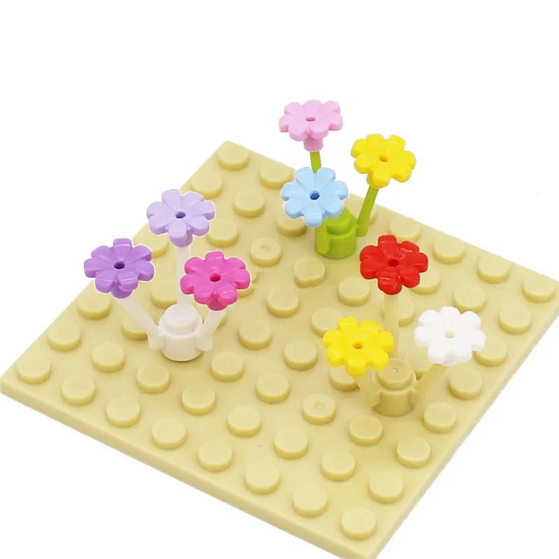 Flower Stem Plant Landscape 7 Petal Flowers for Small Building Block Flower Bed Ornament Compatible with LEGO Garden 32606 95831