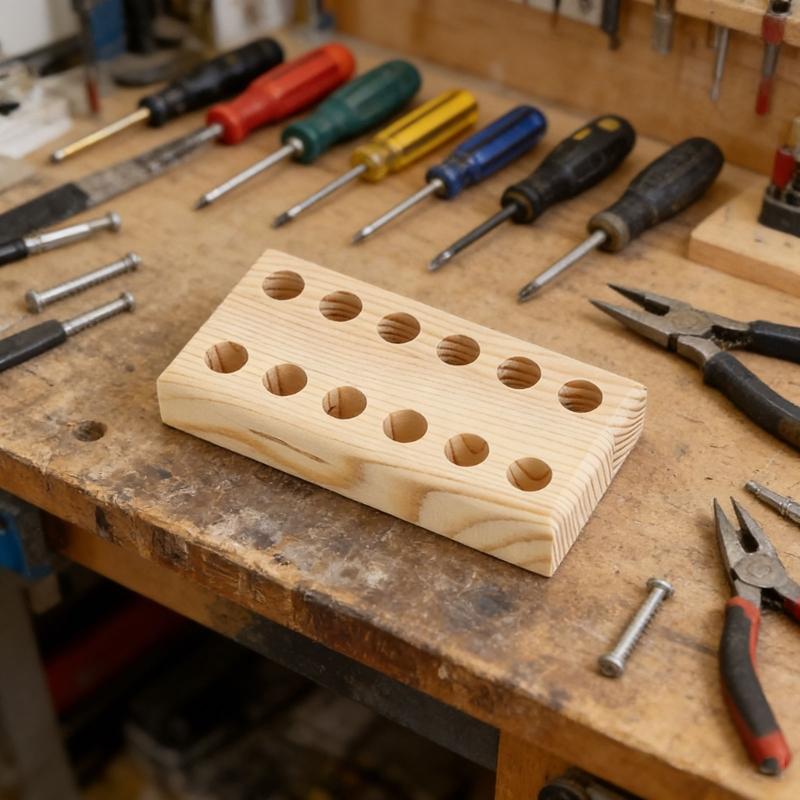 Solid Wood Pliers Storage Rack For Workshop Tool 8/12/19Holes Sturdy Construction NonSlip Base Durability Wood Build