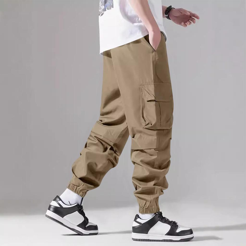 Herren Sommer Multi-Pocket Cargo Jogginghose Outdoor Langlebige Gerade Bein Arbeits Hose mit Elastischen Bündchen und Verstellbarem Bund