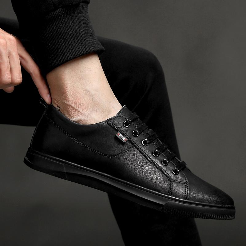 Pánská ležérní obuv Luxusní černé kožené baleríny Pánské módní tenisky Značková obuv Pánská Ručně vyráběná Skateboardová Volnočasová obuv