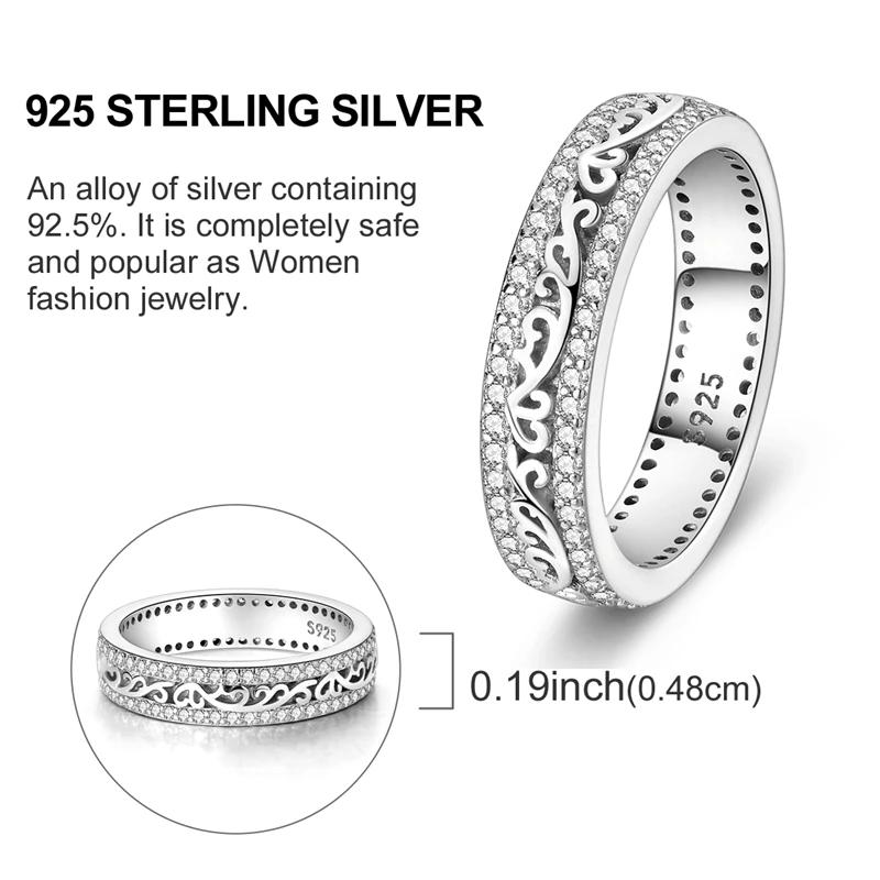 Rings Original 925 Silver Rings Simple Zircon Heart Ring for Wedding Valentine's Day Women Ring Jewelry Gift