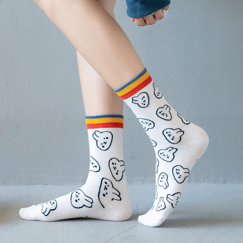 Cute rabbit character mid-calf ankle fashion socks set of 4 4-pair set