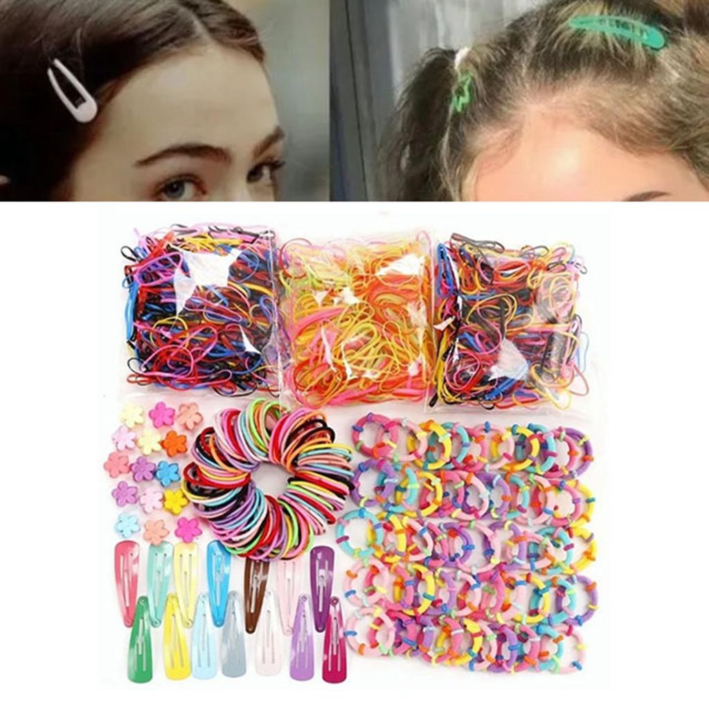 780pcs Girls Hair Clip Tie Set Multicolor Cute Safe Fashionable Shape Ponytail Holder Hair