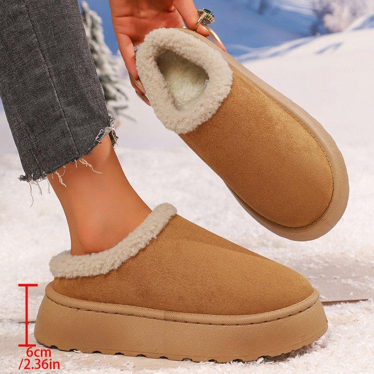 Women's padded lining soft thick bottom heightening home outdoor thickened warm lightweight comfortable one-step cotton shoes snow boots slippers