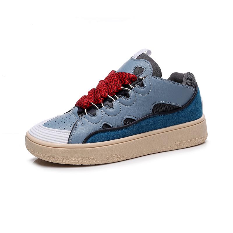 

2021 Модные унисекс-туфли для папы с широкими шнурками — дышащие повседневные кроссовки на толстой подошве для пар 37 синий