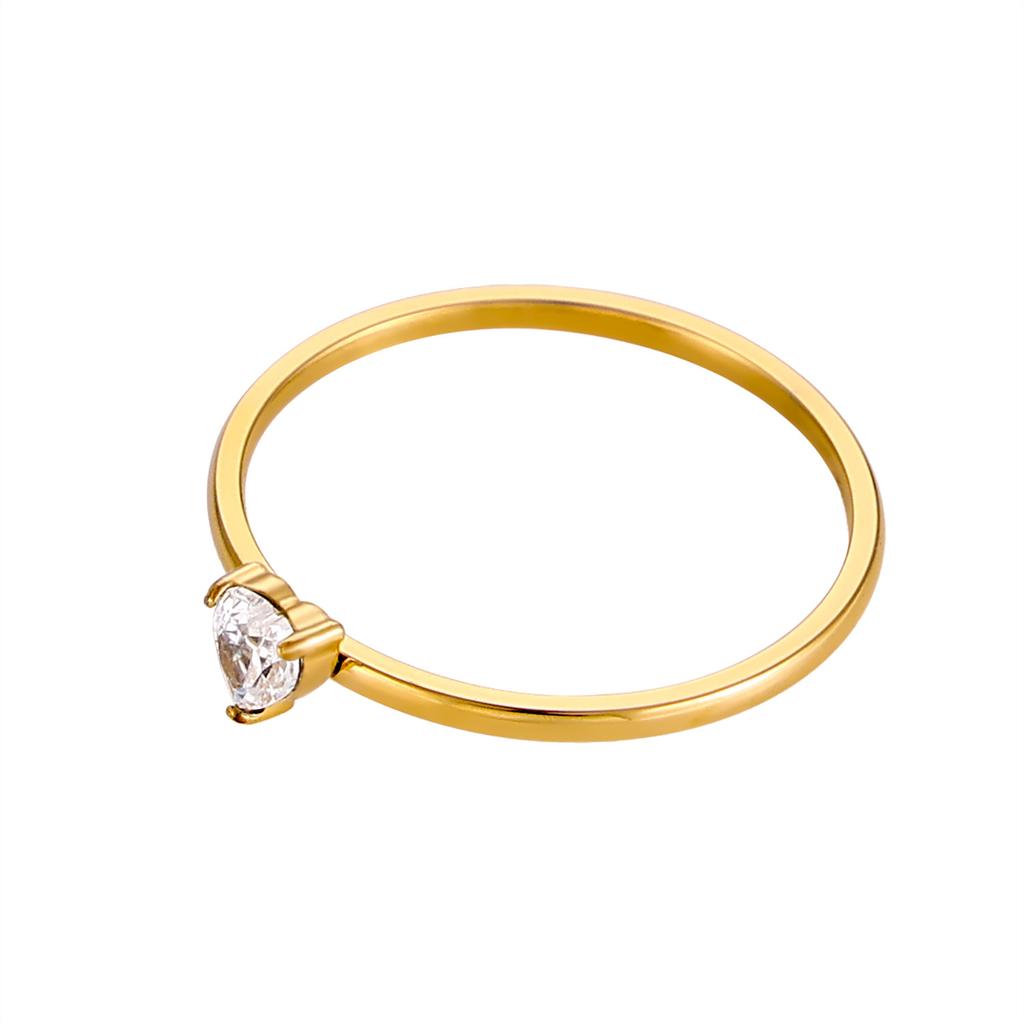CARLIDANA Birthstone Rings for Women Birthday Gifts Jewelry Gold Plated Stainless Steel Rings Months Peach Heart Zircon Rings