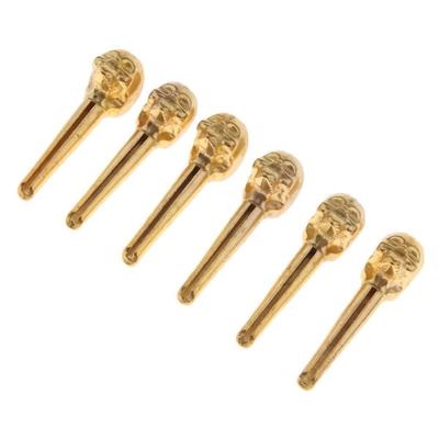 Six Piece Steel Acoustic Guitar Bridge Pins Musical Instrument Accessories Skull Design for Classic Guitar Repair