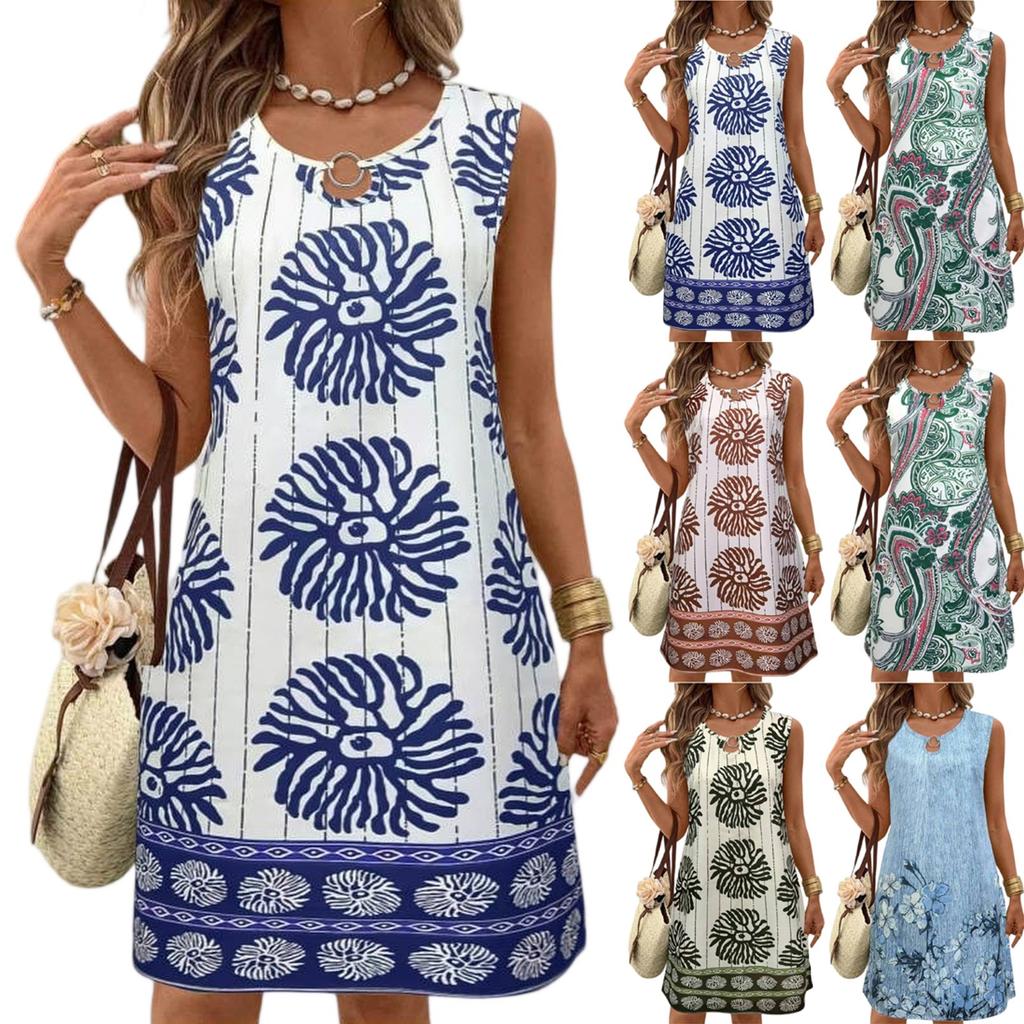 Women's Casual Sleeveless Sundress Plain Long Summer Beach Maxi Dress