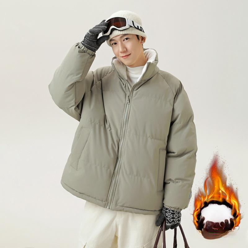 New Cotton Clothes Men's Stand-up Collar Trendy Hooded Trendy Brand Bread Clothes Thickened Warm Cotton Clothes Couple Loose Coat