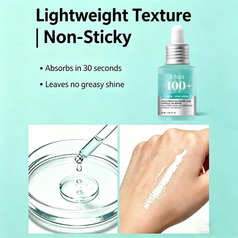 Essenza Blu PDRN Coreana, Acido Ialuronico 100 Siero Pelle Radiosa Siero Viso, Leggero Idratazione Profonda 30ml Prodotti per la Cura della Pelle
