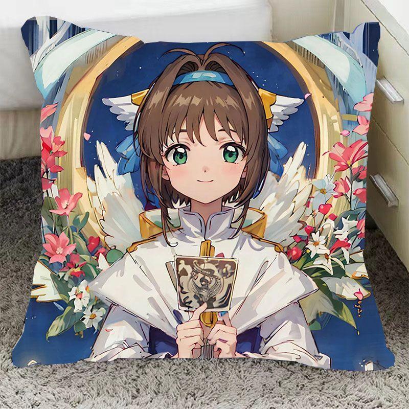 

Подушка Cardcaptor Sakura Подушка для общежития Прикроватная подушка Двумерная исцеляющая мультяшная офисная подушка для сна linen-45x45cm double-sided [without pillow core]