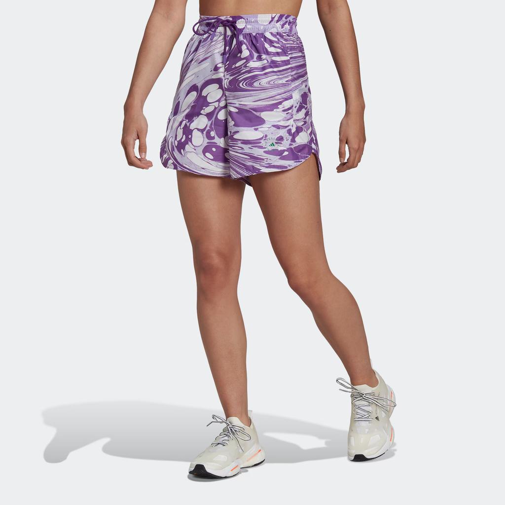Adidas Gradient Drawstring Straight-Leg Sports Shorts Women Bottoms Purple HG6883