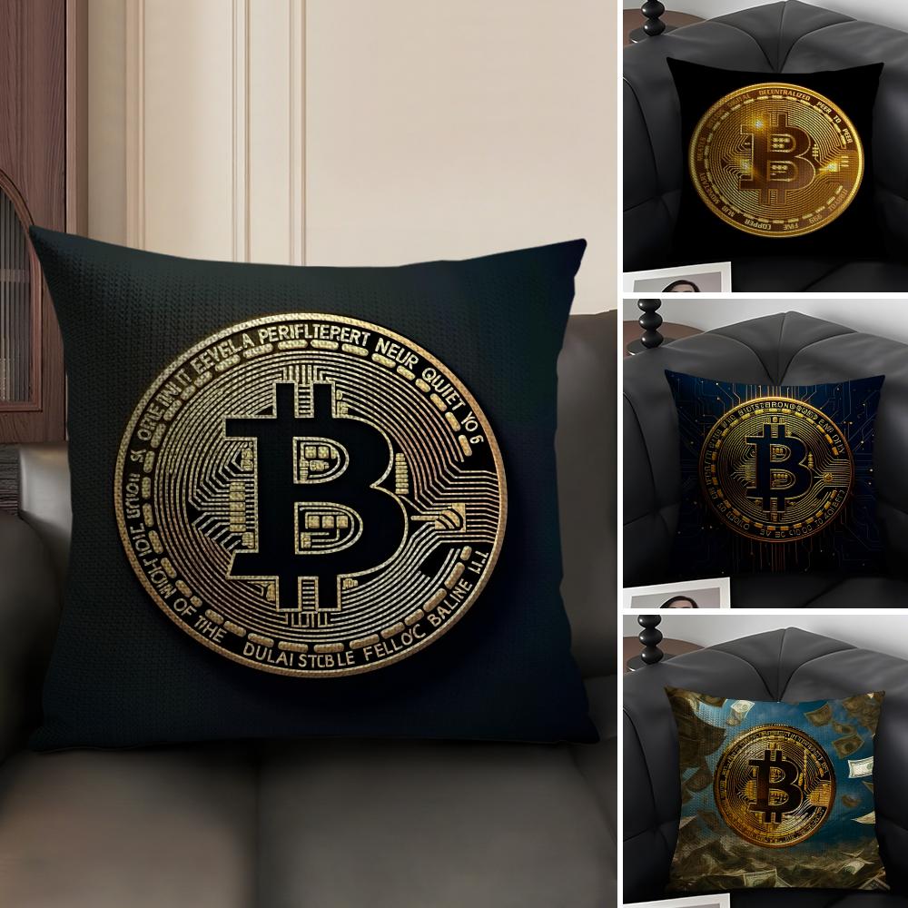 Bitcoin Fashion Cushion Cover Natural Linen Organic Fabric DoubleSided Printing Sofa Home Decor Gift Pillow Case