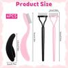 4 Pcs Eyelash Mascara Separator Tool, Portable Eyelash Comb Mascara Brushes, Pink Makeup Applicator Eye Makeup Metal Teeth For Combing,