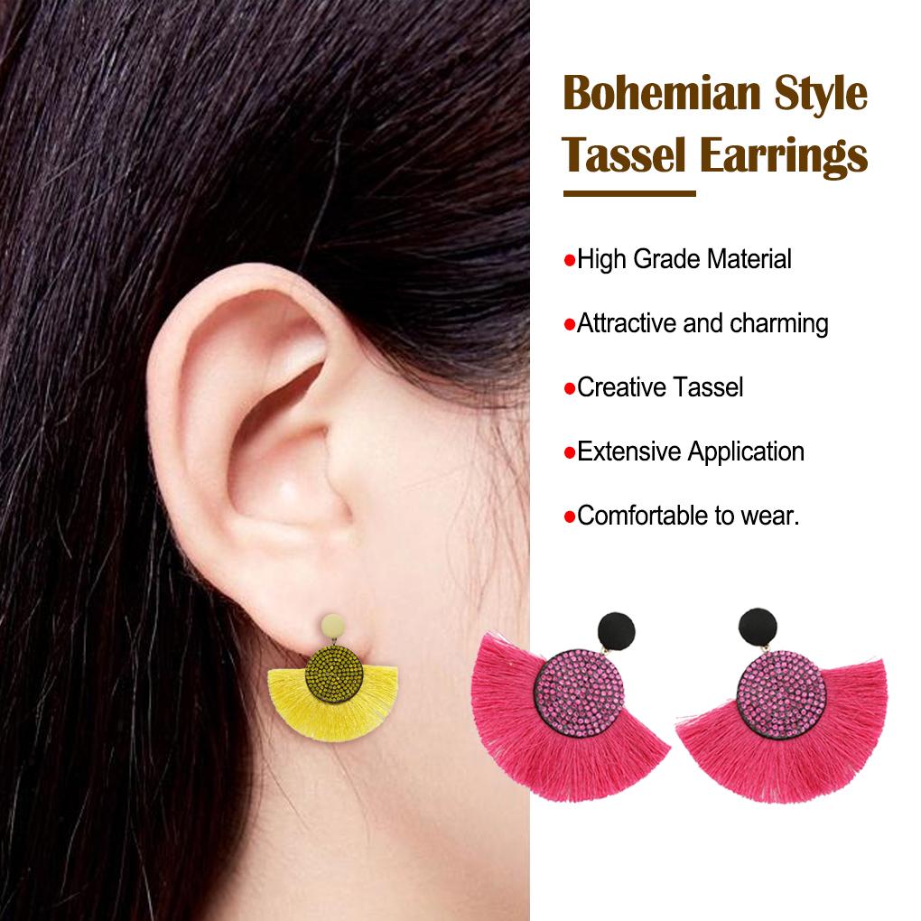 1 Pair Tassel Earrings Fringe Hanging Ornament Ears Pendants Fashion Accessory Jewelry Adornment Bohemian Girl Earring for Decor