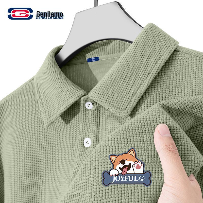 Мужская вафельная футболка-поло с принтом корги GENIOLAMODE 2XL