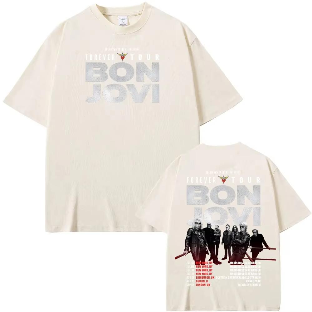 

Bon Jovi Grunge Band Forever Tour 2026 Summer Unisexs Womens Casual Cotton Comfortable High Quality Pattern Y2K Oversized Tshirt 4XL